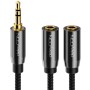 deleyCON 0,20m Trinquetes de Audio Y Divisor Cable Cable Adaptador Y AUX Enchufe de 3,5mm al Enchufe de 2X 3,5mm - Jack Estéreo