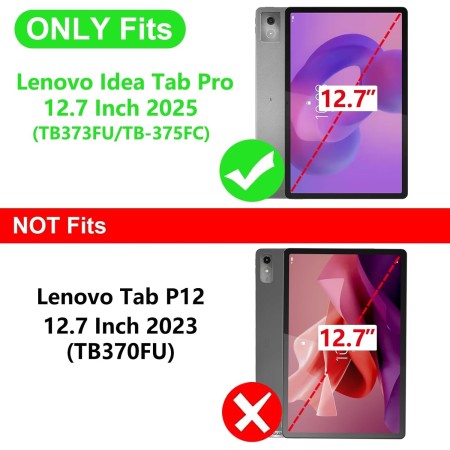 Vakarey para Lenovo Idea Tab Pro Funda con Portalápices,Ultrafina Inteligente Funda para Lenovo Tab Pro 12.7 Pulgadas 2025,Negro