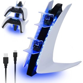 NexiGo Cargador de Controlador PS5 edición Especial, estación de Carga inalámbrica con Dos Puertos USB C, Base de Carga rápida