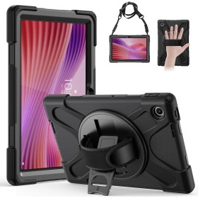 Gerutek Funda Anticaída para Lenovo Tab 10,1 Pulgadas 2025, (TB-311FU/311XU), Carcasa Rugosa con Soporte 360° Giratorio, Correa
