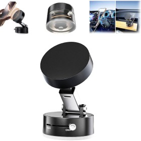Soporte magnético plegable para teléfono de vacío, soporte de coche de succión eléctrica de 360 °, soporte giratorio de doble