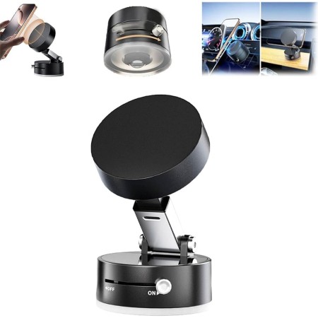 Soporte magnético plegable para teléfono de vacío, soporte de coche de succión eléctrica de 360 °, soporte giratorio de doble
