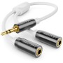 deleyCON 0,20m Trinquetes de Audio Y Divisor Cable Cable Adaptador Y AUX Enchufe de 3,5mm al Enchufe de 2X 3,5mm - Jack Estéreo