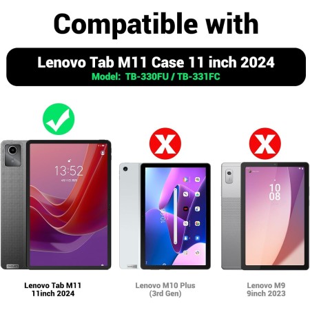 SEYMAC Funda para Lenovo Tab M11 2024 (TB-330FU/TB-331FC), Funda para Lenovo Tab M11 a Prueba de Golpes con Protector de