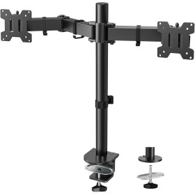 HUANUO Soporte para 2 monitores para Pantallas de 13 a 32 Pulgadas, Soporte para Monitor, Ajustable en Altura, inclinable,