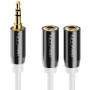 deleyCON 0,20m Trinquetes de Audio Y Divisor Cable Cable Adaptador Y AUX Enchufe de 3,5mm al Enchufe de 2X 3,5mm - Jack Estéreo