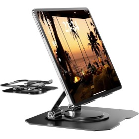 GlasFlength Soporte Tablet con Base Giratoria de 360°, Soporte para Tablet Mesa Ajustable y Plegable Soport e de Table t con