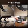 GlasFlength Soporte Tablet con Base Giratoria de 360°, Soporte para Tablet Mesa Ajustable y Plegable Soport e de Table t con