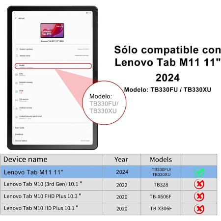 IVEOPPE Funda Lenovo Tab M11 con Teclado, Lenovo Tab M11 Funda Teclado, Capa Teclado Español Ñ Desmontable Inalámbrico Bluetooth