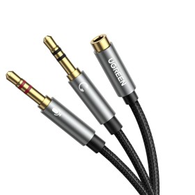 UGREEN Adaptador Splitter Jack 3.5mm Micro y Auriculares Separador de Audio y Micrófono con HiFi Sonido Mic 1 Hembra a 2 Macho