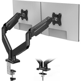 BONTEC Soporte Monitor Doble para Pantalla de 13 a 32 Pulgadas con Inclinación, Giro y Rotación, Soporte Monitor Ergonómico con