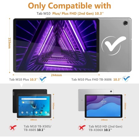 Hianjoo Funda Compatible con Lenovo Tab M10 FHD Plus Gen 2 10.3", Slim Smart Protectora Folio Tablet Cover de Cuero con Función