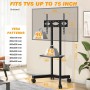 TVON Soporte TV Pie Ruedas para Televisiones de 32-75 Pulgadas de Plasma/LCD/LED, Altura Ajustable Móvil Soporte TV Suelo con