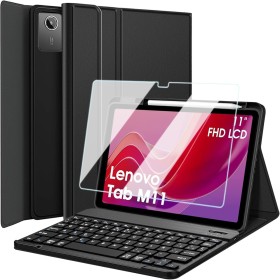 Nanhent Funda con Teclado Español Ñ para Lenovo Tab M11 11 Pulgadas 2024 (TB330FU / TB330XU) Tablet, 9H Protector de Pantalla,