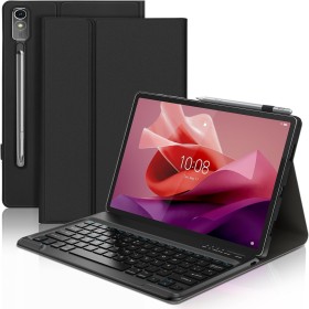 Funda con Teclado para Lenovo Tab P12 12.7", Teclado Bluetooth Inalámbrico Desmontable con Funda Protectora Delgada y Ranura
