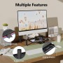 BONTEC Soporte para Monitor con Cajón, Elevador Monitor Escritorio de Tres Niveles de Alturas Ajustable con Plataforma de Malla