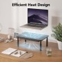 BONTEC Soporte para Monitor con Cajón, Elevador Monitor Escritorio de Tres Niveles de Alturas Ajustable con Plataforma de Malla