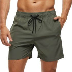 Bañador Hombre 2 en 1 Bañador de Secado Rápido con Forro de Malla y Cordón de Ajuste para Playa Bañador Casual Impermeable para