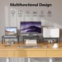 BONTEC Soporte para Monitor con Cajón, Elevador Monitor Escritorio de Tres Niveles de Alturas Ajustable con Plataforma de Malla