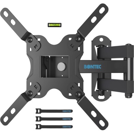 BONTEC Soporte de pared para televisores LED CD OLED de 13 a 42 pulgadas, inclinable, orientable y giratorio 360°, soporte de