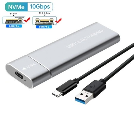 Caja M2 SSD NVMe PCIe 10Gbps M.2 SSD funda portátil USB C 3,1 a M.2 NV