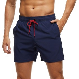 Bañador Hombre 2 en 1 Bañador de Secado Rápido con Forro de Malla y Cordón de Ajuste para Playa Bañador Casual Impermeable para
