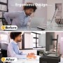 BONTEC Elevador Monitor de Madera para Doble Monitors, Soporte para Monitor Escritorio con Monitor Smartphone Holder, Madera