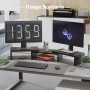BONTEC Elevador Monitor de Madera para Doble Monitors, Soporte para Monitor Escritorio con Monitor Smartphone Holder, Madera