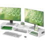 BONTEC Elevador Monitor de Madera para Doble Monitors, Soporte para Monitor Escritorio con Monitor Smartphone Holder, Madera