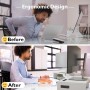 BONTEC Elevador Monitor de Madera para Doble Monitors, Soporte para Monitor Escritorio con Monitor Smartphone Holder, Madera