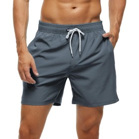 Bañador Hombre 2 en 1 Bañador de Secado Rápido con Forro de Malla y Cordón de Ajuste para Playa Bañador Casual Impermeable para