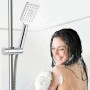 Joyoldelf - Soporte para cabezal de ducha, 19-25 mm, soporte de ducha desmontable con gancho, soporte ajustable chapado en cromo