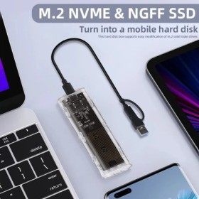M.2 NVME PCIe NGFF SATA protocolo Dual SSD carcasa transparente USB ti