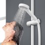 Joyoldelf - Soporte para cabezal de ducha, 19-25 mm, soporte de ducha desmontable con gancho, soporte ajustable chapado en cromo