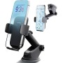PORTENTUM Soporte Movil Coche, Soporte Universal para Parabrisas y Salpicadero con Ventosa de Gel Fuerte y Brazo Ajustable con