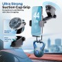 PORTENTUM Soporte Movil Coche, Soporte Universal para Parabrisas y Salpicadero con Ventosa de Gel Fuerte y Brazo Ajustable con