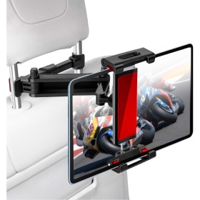 OcioDual Soporte Tablet Coche Reposacabezas, Abrazadera para Reposacabezas, Soporte para Tablet Coche Extensible, Rotación 360º,