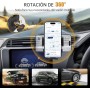 YISH Soporte Movil Coche：360° Suporte Telemovel Carro, Porta Movil Coche [Gancho Mejorado y Silicona] Sujeta Moviles para Coche,