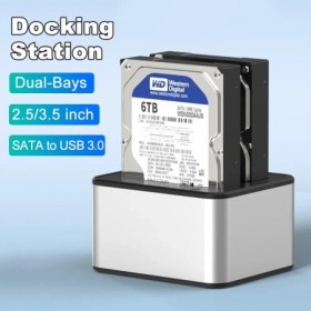 Estación de acoplamiento de disco duro de doble Bahía para 2,5/3,5 pul
