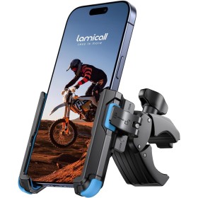 Lamicall Soporte Móvil Bicicleta, Soporte Movil Moto - [1S Bloqueo] 360° Rotación, Estable & Seguro, Colocación y Extracción