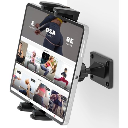 Soporte Tablet Pared, Tendak Soporte iPad Pared con Base Metálica Resistente, Universal Soporte Tablet para Tablet de 4,7 a 12.9