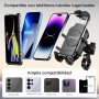 MOGGAM Soporte movil Moto antirrobo y antivibración para instalación en Manillar con Anilla de Aluminio - Soporte telefono Moto