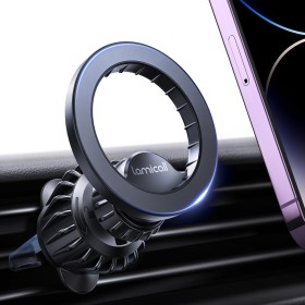 Lamicall Soporte Móvil Coche para MagSafe - [20X N52 Imanes] 360° Rotación, Gancho Metálico, Soporte Magnetico Móvil con Anillo