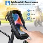 WACCET Soporte Movil Moto, Soporte Movil Scooter 360° Rotación Porta Móvil Moto Impermeable para Retrovisor con Pantalla Táctil