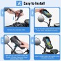 WACCET Soporte Movil Moto, Soporte Movil Scooter 360° Rotación Porta Móvil Moto Impermeable para Retrovisor con Pantalla Táctil