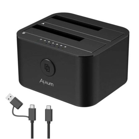 ALXUM-estación de acoplamiento de disco duro de doble bahía, USB C 3,0