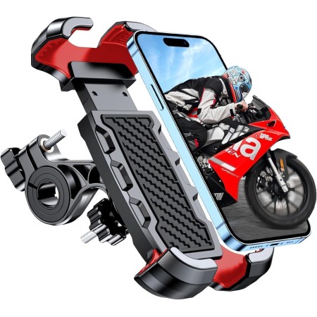 Mohard Soporte Móvil Bicicleta, Antivibración Soporte Movil Moto Rotación de 360°, [Bloqueo con un Botón] Suporte Telemóvel Moto