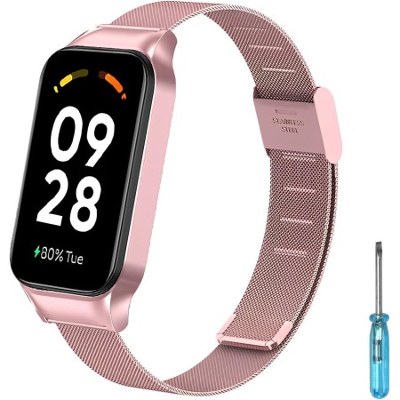 BDIG Correa Compatible para Redmi Smart Band 2 &Xiaomi Smart Band 8 Active, Metal Correa Redmi Band 2 Pulsera de Repuesto de