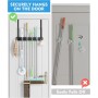 BS-VOG Colgador Escobas y Fregonas para Puerta, Colgador Escobas con 4 Estantes y 2 Ganchos, Soporte de Madera para Puerta en