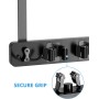 BS-VOG Colgador Escobas y Fregonas para Puerta, Colgador Escobas con 4 Estantes y 2 Ganchos, Soporte de Madera para Puerta en